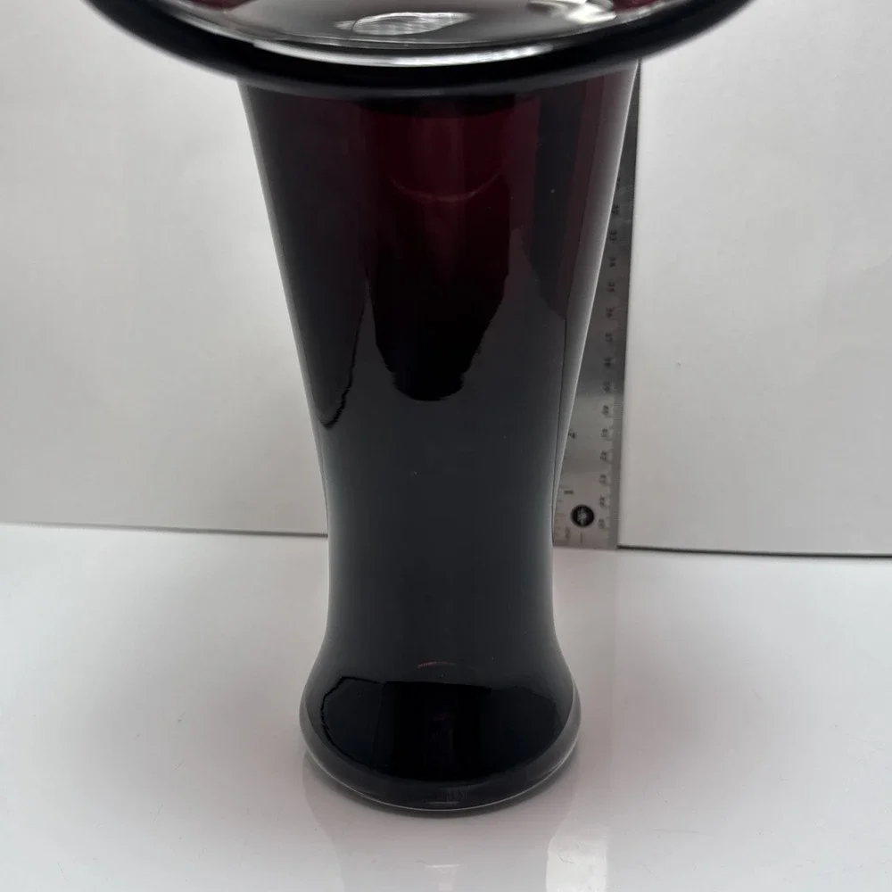 Vintage Purple and Clear Handblown Glass‎ Basket Vase 12 Inches
